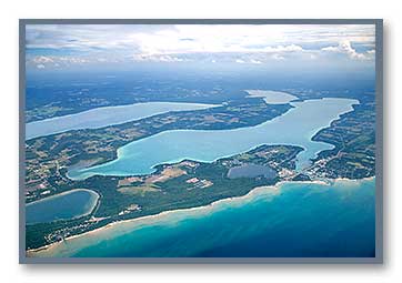 Elk Lake and Elk Rapids aerial photo