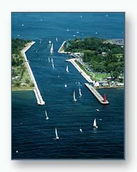 Muskegon Channel with Sailboats