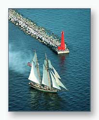 Muskegon South Pier Lighthouse and the Pride of Baltimore