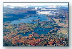 Aerial photo of Bass and Long Lakes