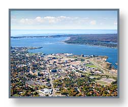 Downtown Muskegon, Michigan in the fall